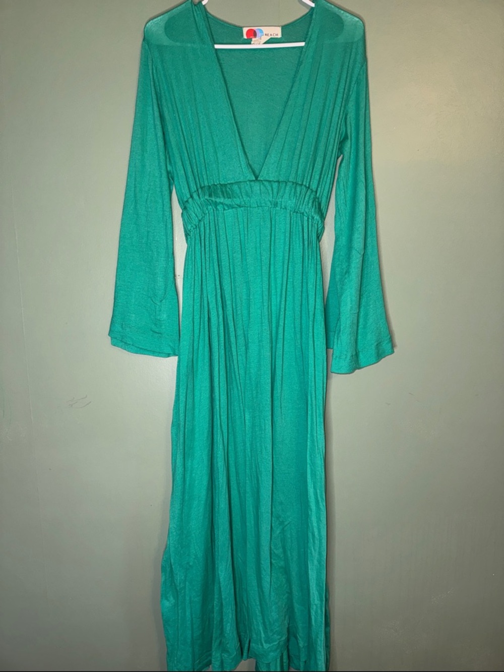 Free People FP Beach Seagram Maxi Dress Swim Coverup Deep V and relaxed sleeve
